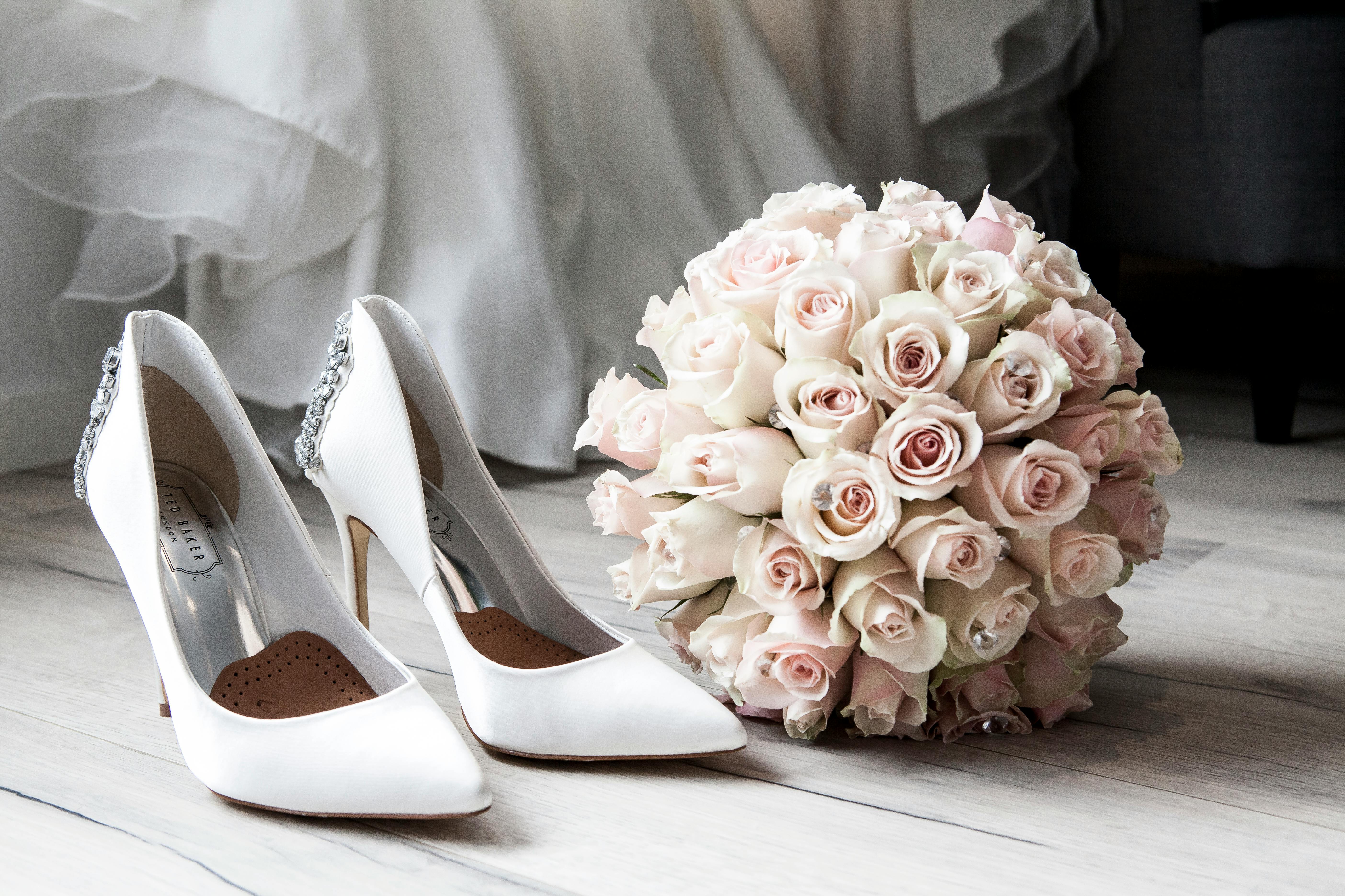 Close-up photo of pink and white faux rose bouquet