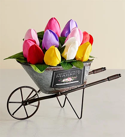 Spring Tulips Wheelbarrow